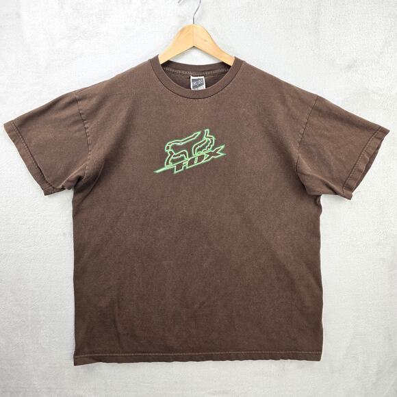 Vintage Fox Racing Shirt Men XL Brown Green Y2K Racing Motorcross Dirt bike - Picture 1 of 7